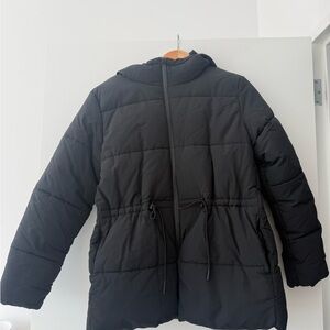 H&M Black Hooded Quilted Puffer Jacket